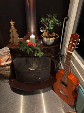 That is my working fireplace with Christmas decoration.